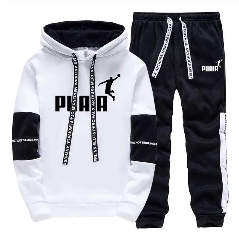 Printed Casual Tracksuit Hoodie Set