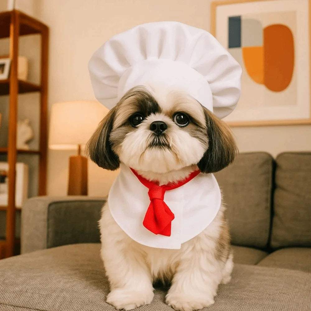 Pet Accessories Cute Pet Cooking King Hat Adjustable Comfortable Chef Hat Set Stylish Cat Cosplay Hat Pet Fashion Show