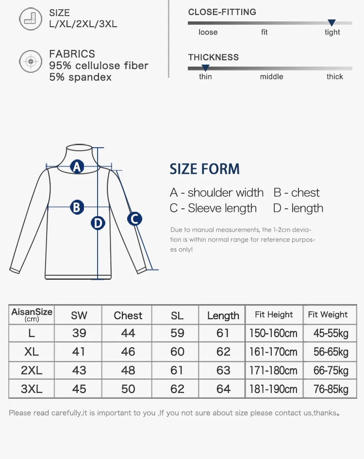 Autumn Winter Mens Turtleneck Sweaters Casual Thermal Long Sleeve Slim Fit Pullovers Stretch Basic Tops Sweatshirt Jumper TShirt