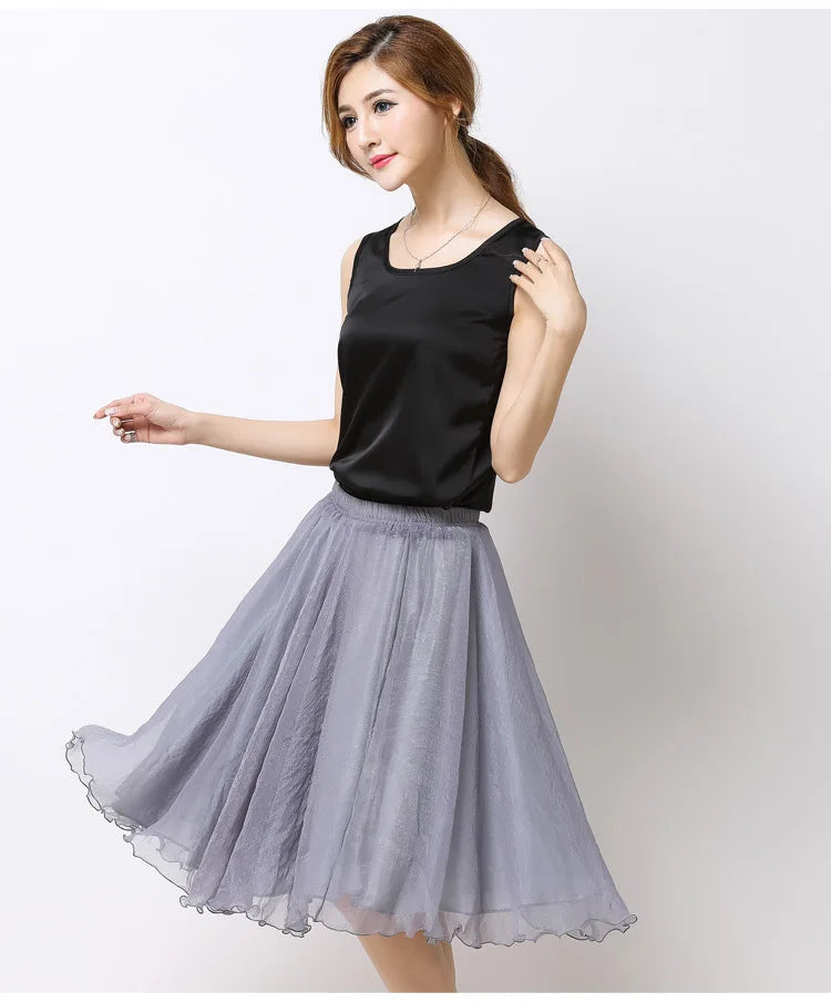 Silk Pleated High Waist Midi