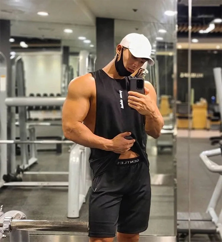 Men's Gym Clothing Summer Casual Tank Top Bodybuilding Sleeveless Shirt Sports Quick Dry Fitness Vest Workout Running Undershirt