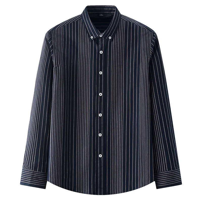 Striped Plaid Cotton Slim Shirt