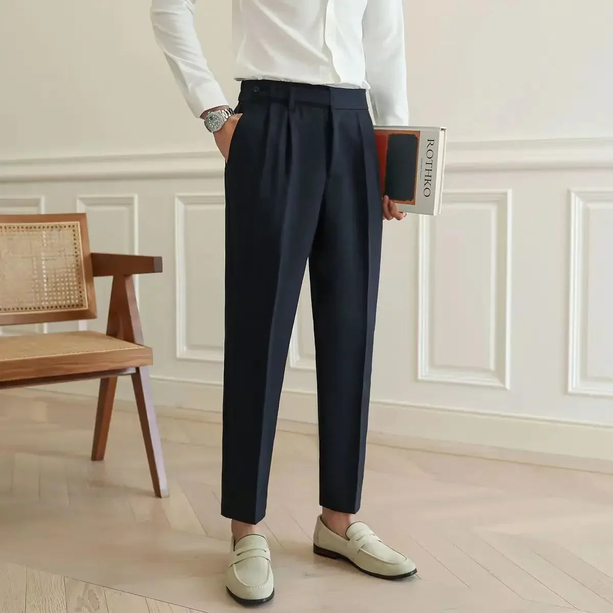Classic Pleated Business Suit Trousers