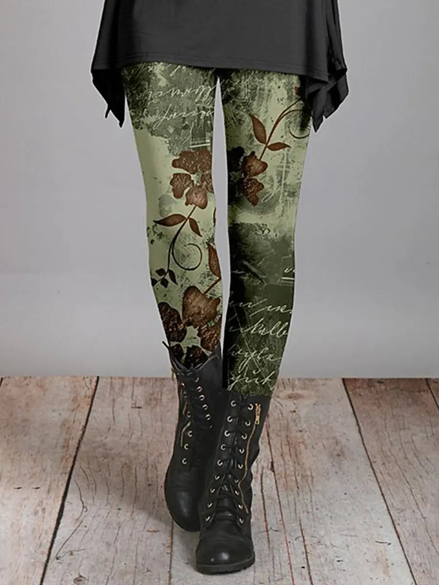 Women's Leggings Vintage Flower Pattern 3D Printed Outdoor Trousers New Stretch Elastic Waist Fall Winter Festival Streetwear