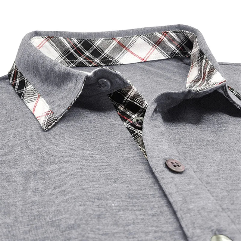 Plaid Collar Short Sleeve Polo
