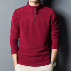Men’s Double-Sided Fleece Stand-Collar Long-Sleeve Top