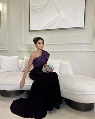 One Shoulder Draped Mermaid Evening Gown