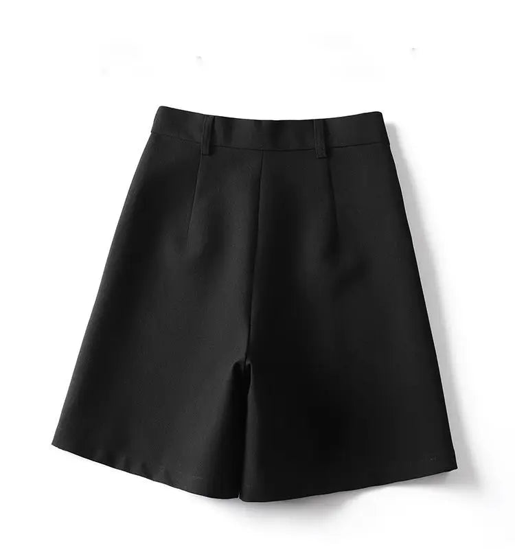 Suit Shorts Women's Summer New High-waist Slim Mid-pants A-line Wide-leg Pants