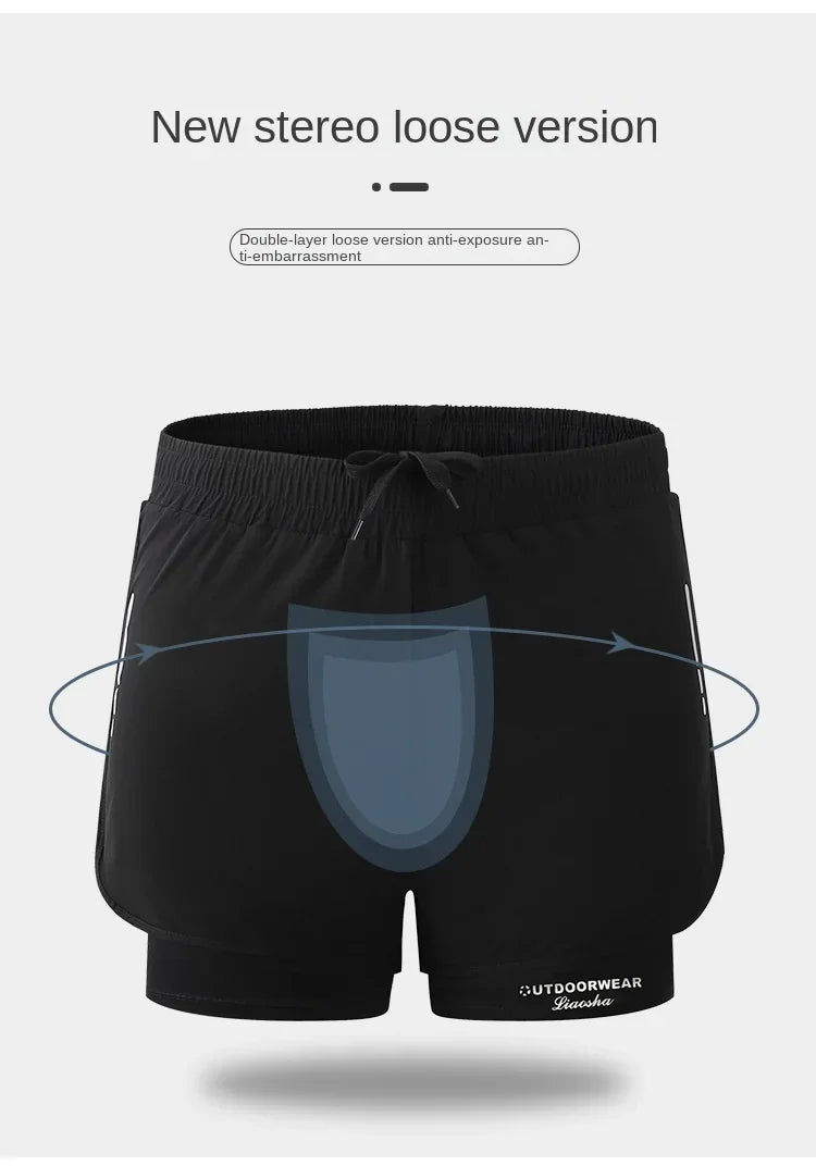 Men's Swim Trunks Quick Dry Athletic Shorts with Compression Liner for Beach Pool Running Gym