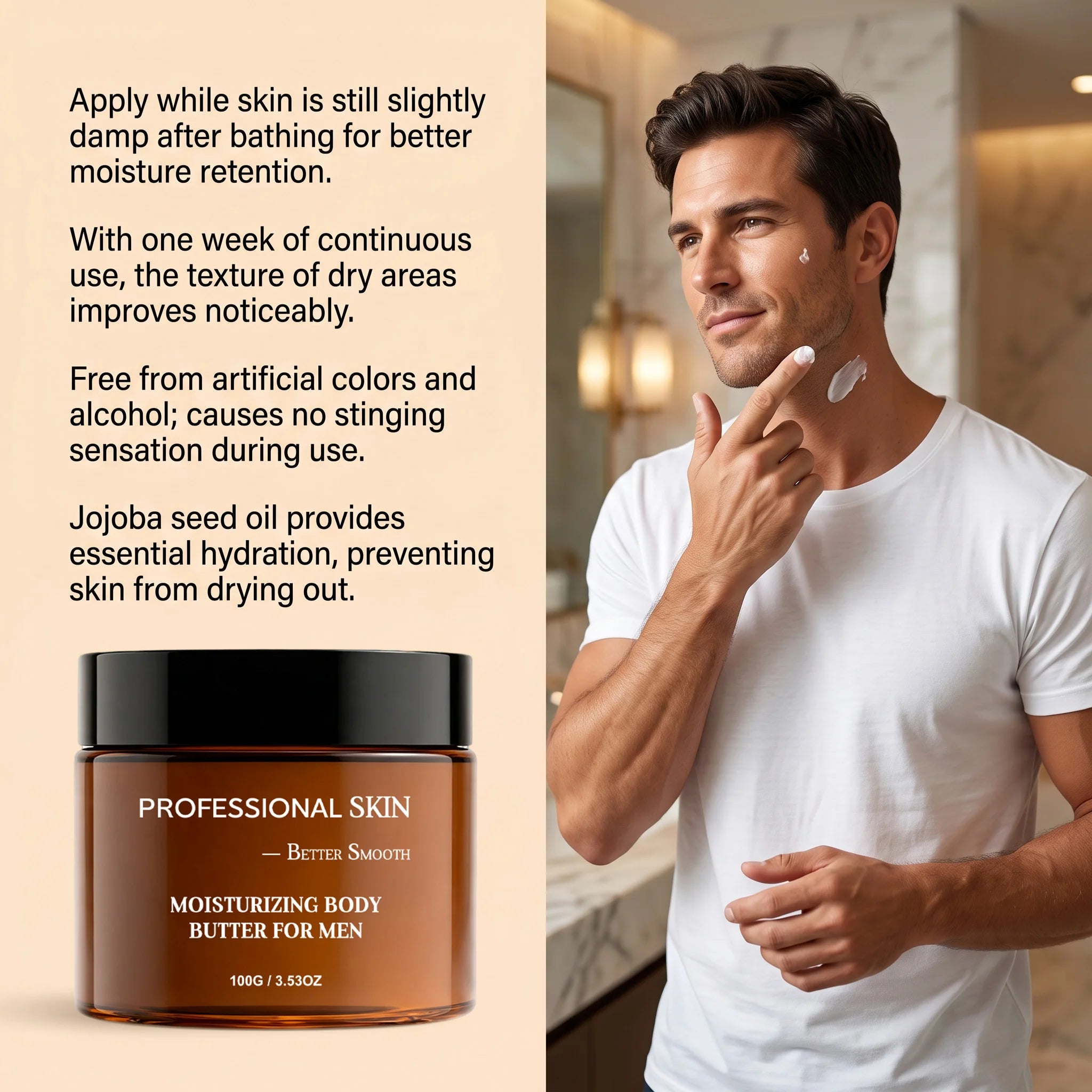 Men Hydrating Skin Balm, Restore Soft Skin Texture, Daily Facial & Body Moisturizing Care for Men