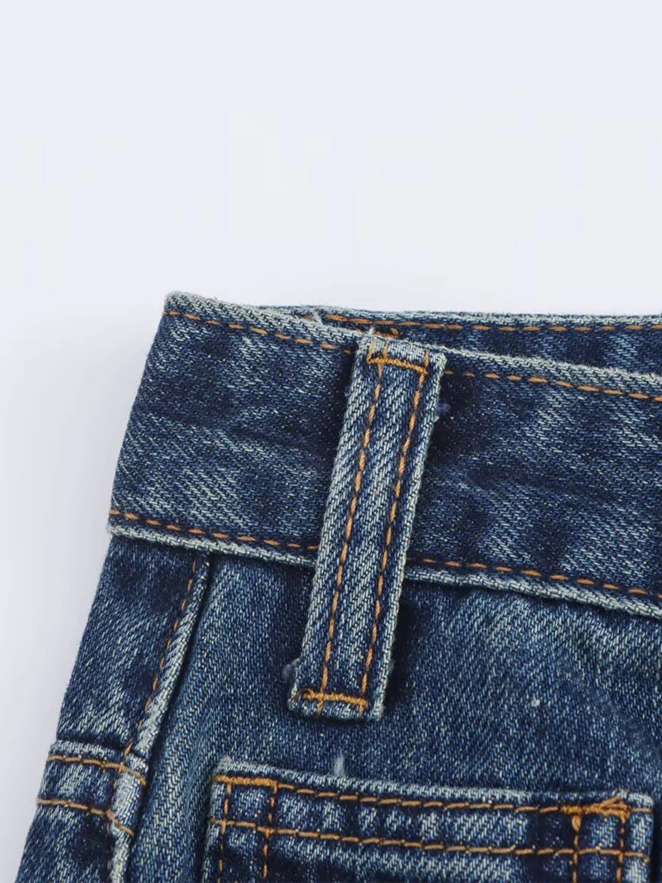 Slanted Placket Retro Wide Jeans