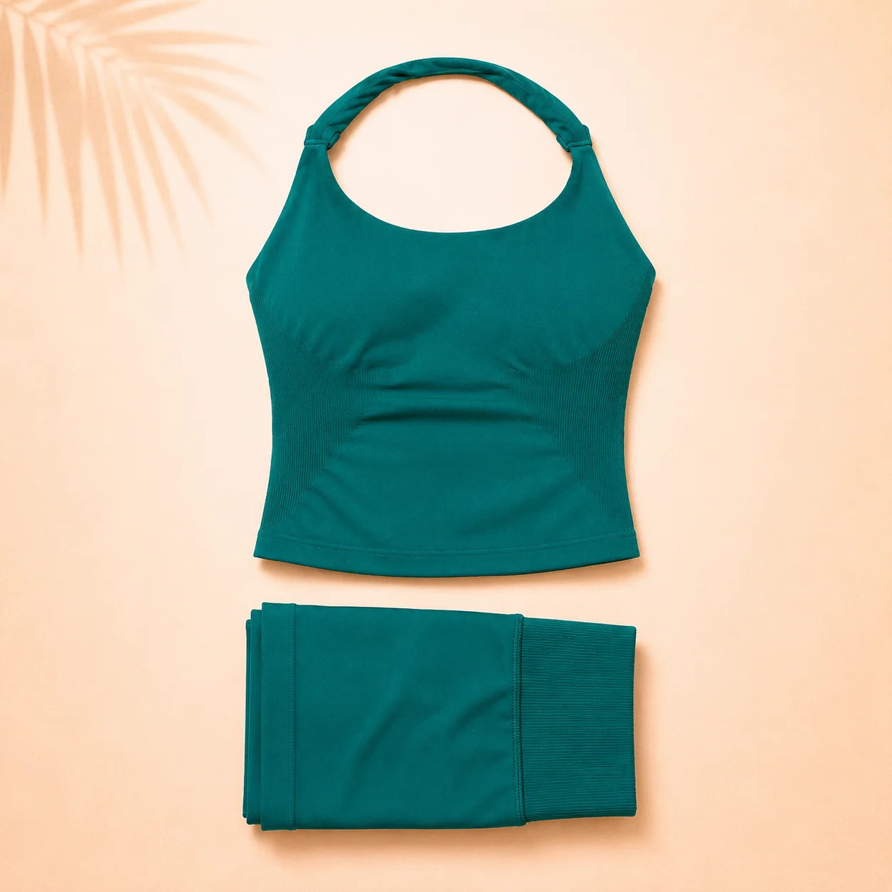 Women Seamless Yoga Set Halter Sports Bra Scrunch Butt Shorts 2 Piece Gym Workout Fitness Activewear High Waist Athletic Outfit