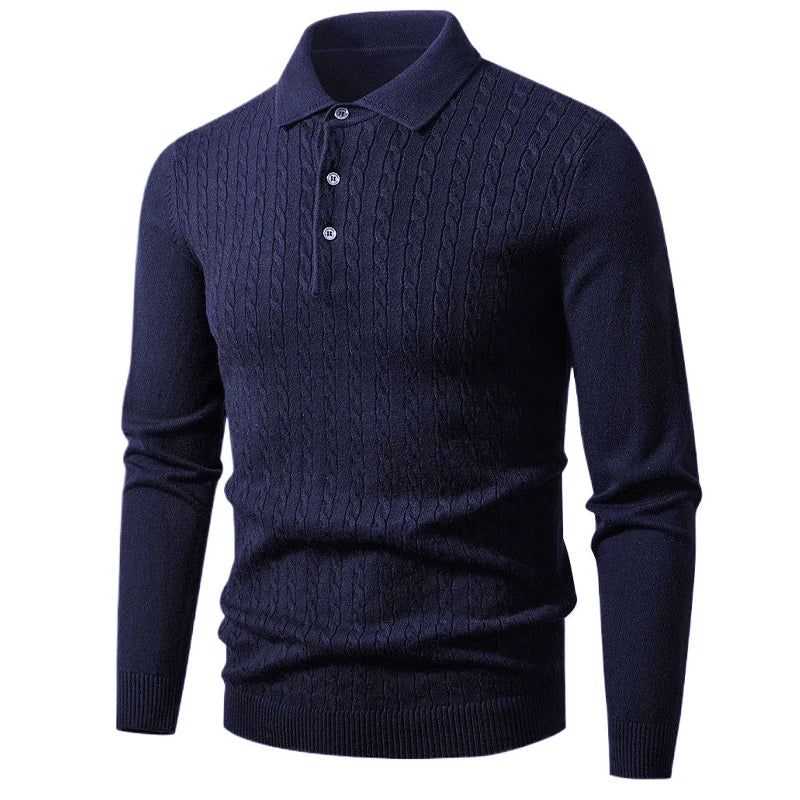 Ribbed Polo Knit Pullover