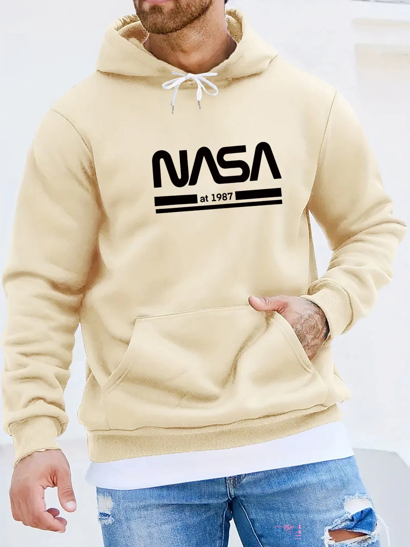 NASA Text Loose Casual Hoodie