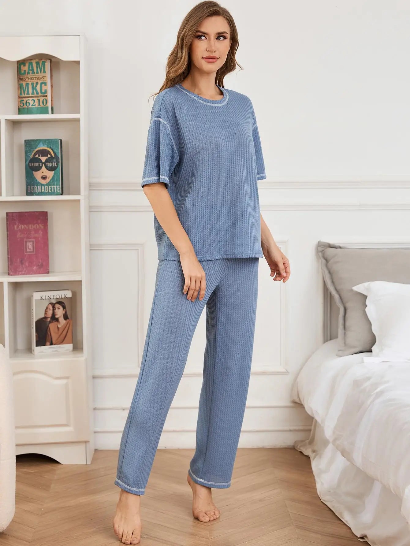Solid Knit Two Piece Pajama