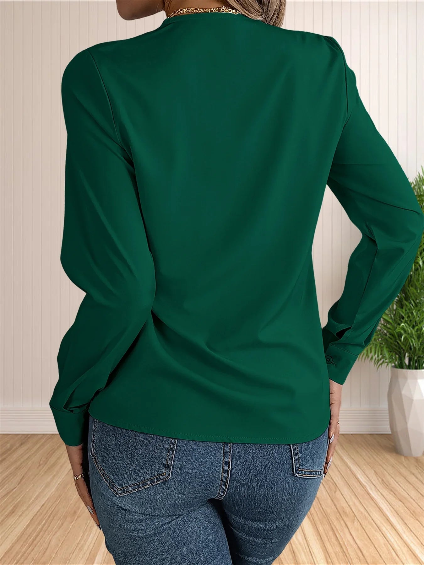 Elegant Layered V-Neck Work Blouse