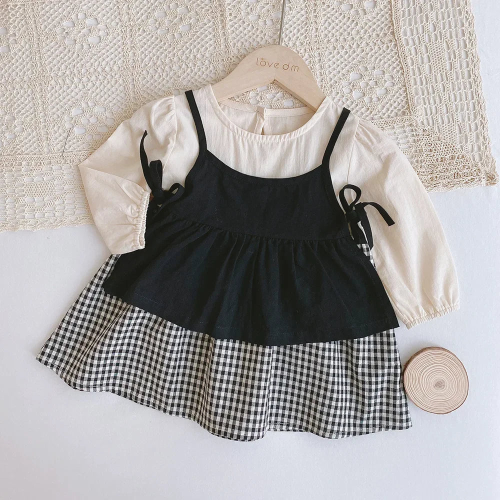 Plaid Baby A-Line Dress Suit
