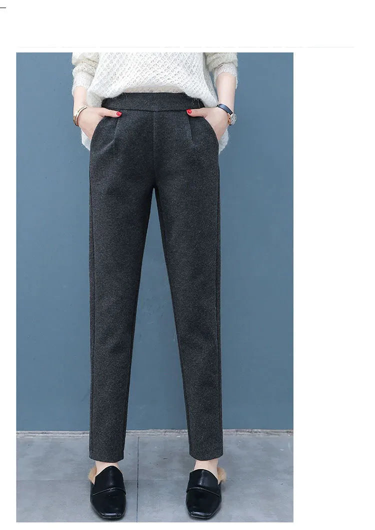 High Waist Woolen Harem Pants