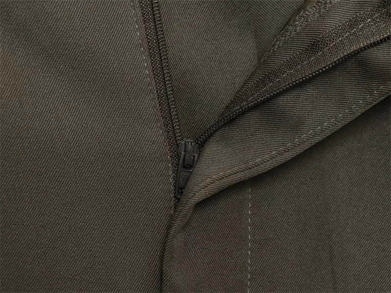 Military Green Pleated Wide Pants