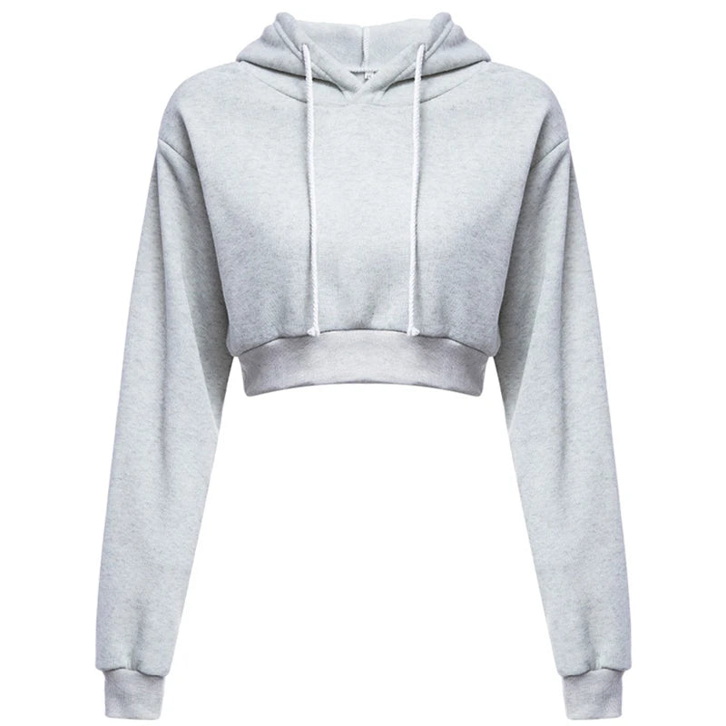 Cropped Hooded Pullover Sweatshirt Women