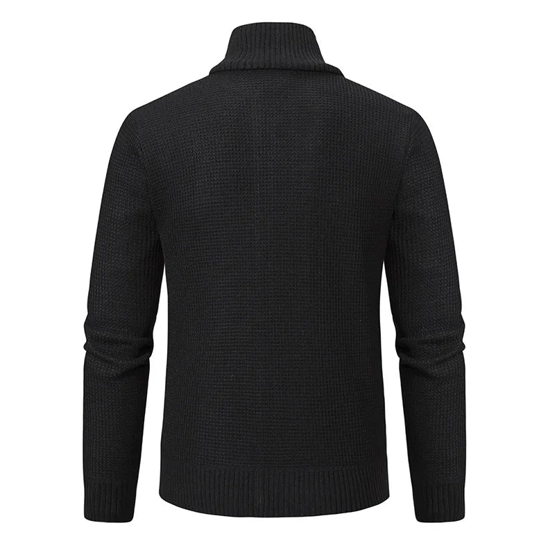 Autumn Winter Sweaters for Men Casual Knitted Sweaters Large Size Solid Color Plus Velvet Cardigan Knitted Sweater Cotton Coat