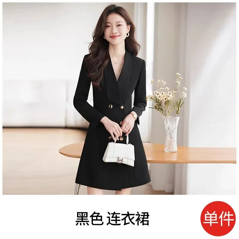 Belted A-Line Formal Suit Dress