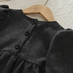 Simple Bow Long Sleeve Girls Dress