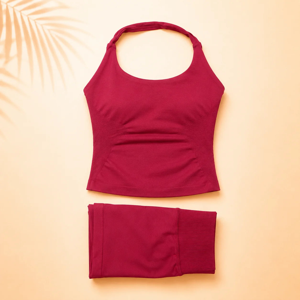 Women Seamless Yoga Set Halter Sports Bra Scrunch Butt Shorts 2 Piece Gym Workout Fitness Activewear High Waist Athletic Outfit