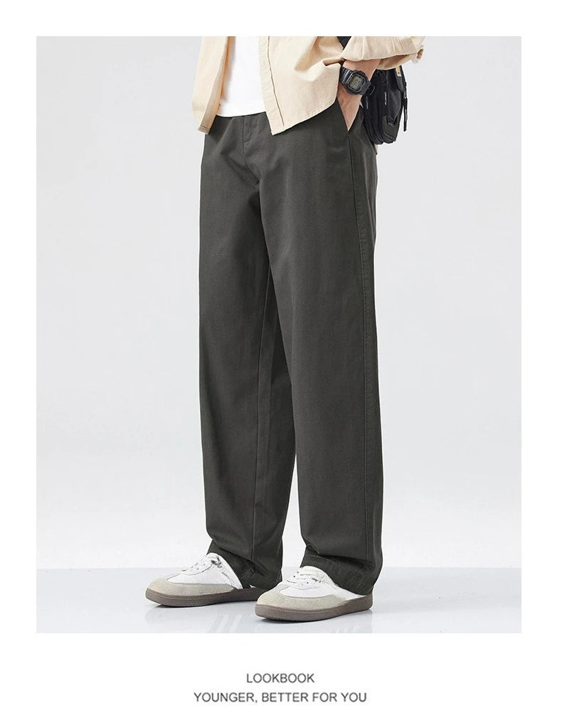 Retro Cotton Straight Casual Pants
