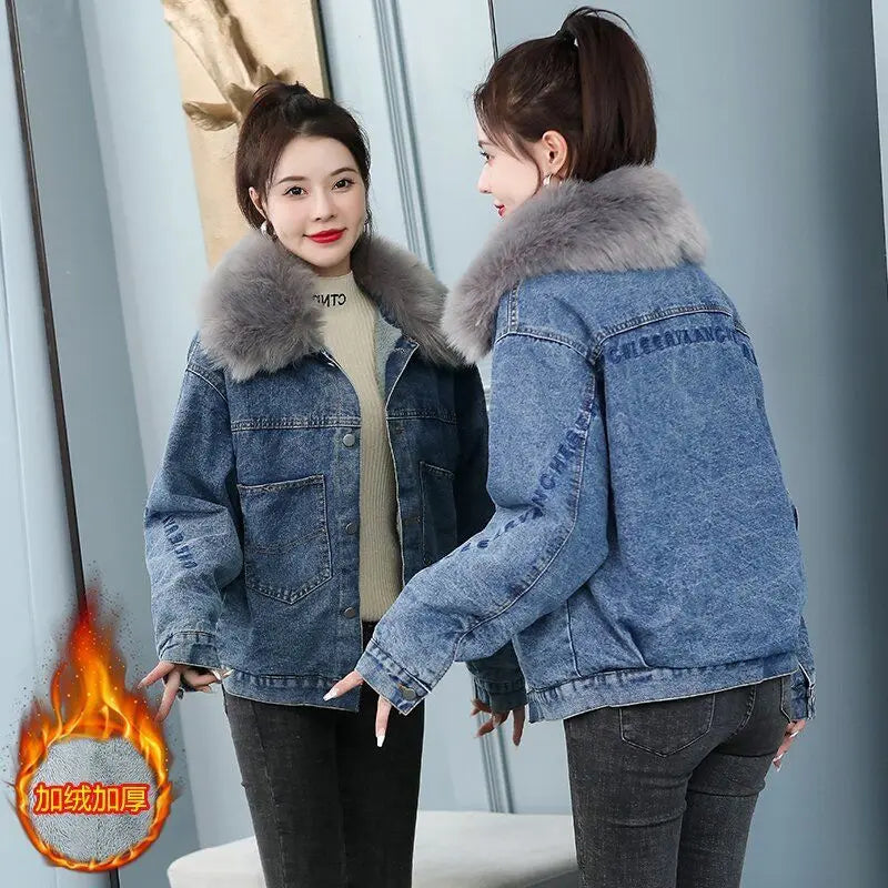 Coats Jean Jackets Women 2025 Winter Denim Jacket Designer Very Warm Latest Fashion High Quality Woman Coat Overcoat Cowgirl