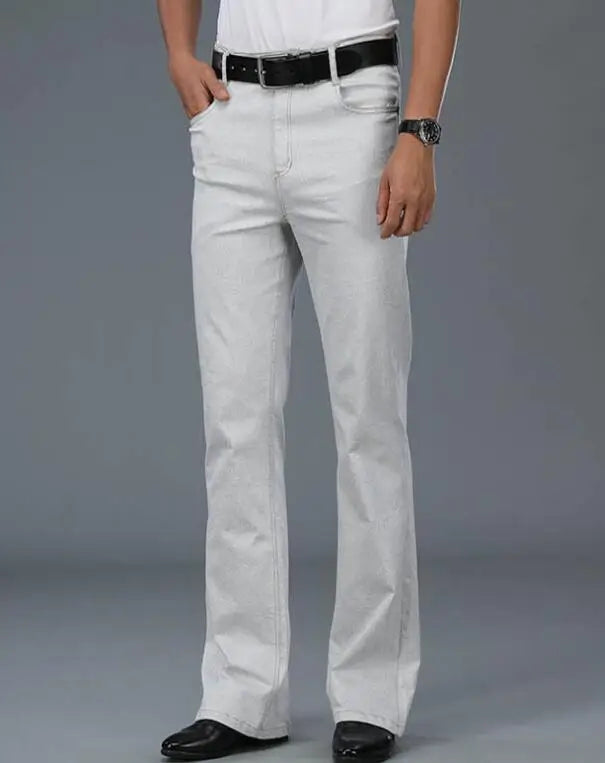 Men's Beige Loose Jeans Fashion Denim Pants For Men Casual Wide Leg Trousers Flared Jeans