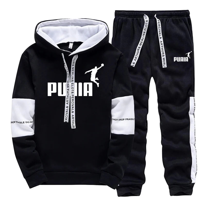 Printed Casual Tracksuit Hoodie Set