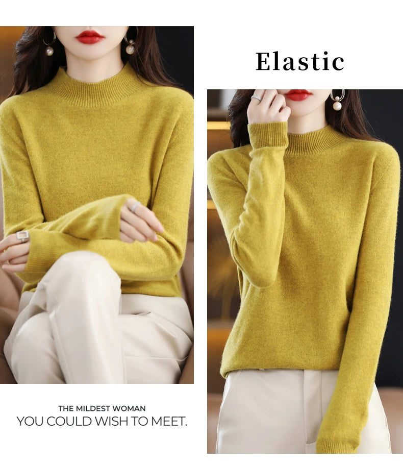 Merino Wool Mock Neck Pullover