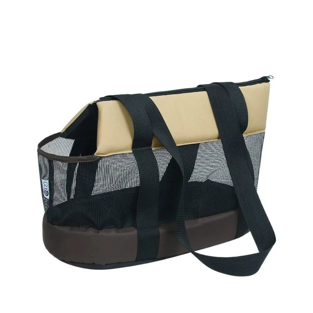 Practical Oxford Cloth Pet Carrier Black Foldable Pet Bag Breathable Lightweight Pet Backpack Hiking Trip