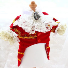 Handmade Unique Design Dog Clothes European Court Style Pet Costume Suit Lace Cuffs Collar Twin Sets Apparel Cat Poodle Maltese
