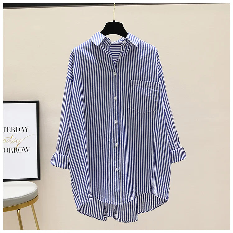 Striped Loose Office Shirt Women