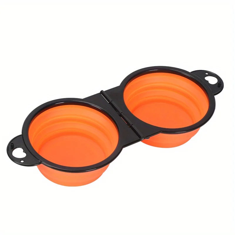 Portable Pet Folding Bowl, Outdoor Dog Double Bowl for Water and Food Sharing, Cat Bowl, Pet Dog Food Basin, Suitable for Travel