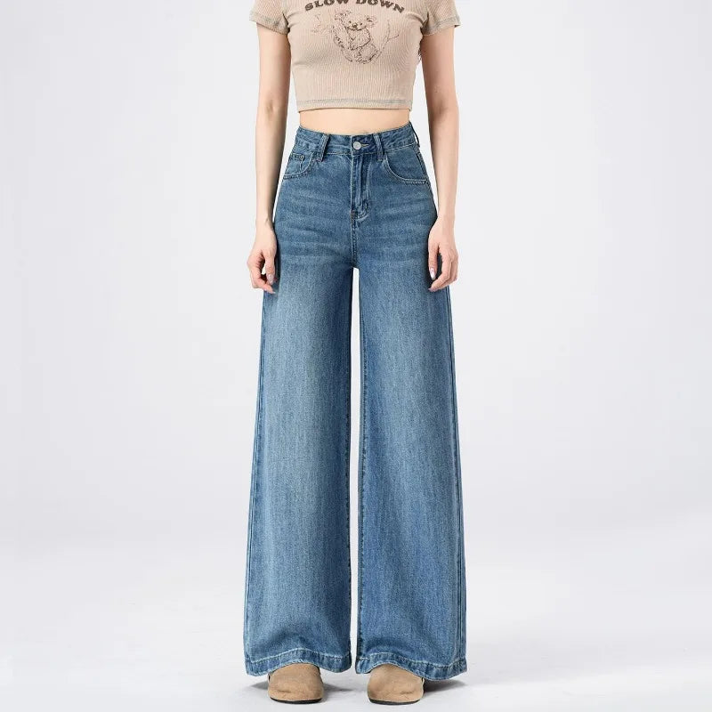 Women's Lightweight Wide Leg Straight-Leg Jeans Stylish and Comfortable Denim Pants for Effortless Fashion Summer Thin Trousers
