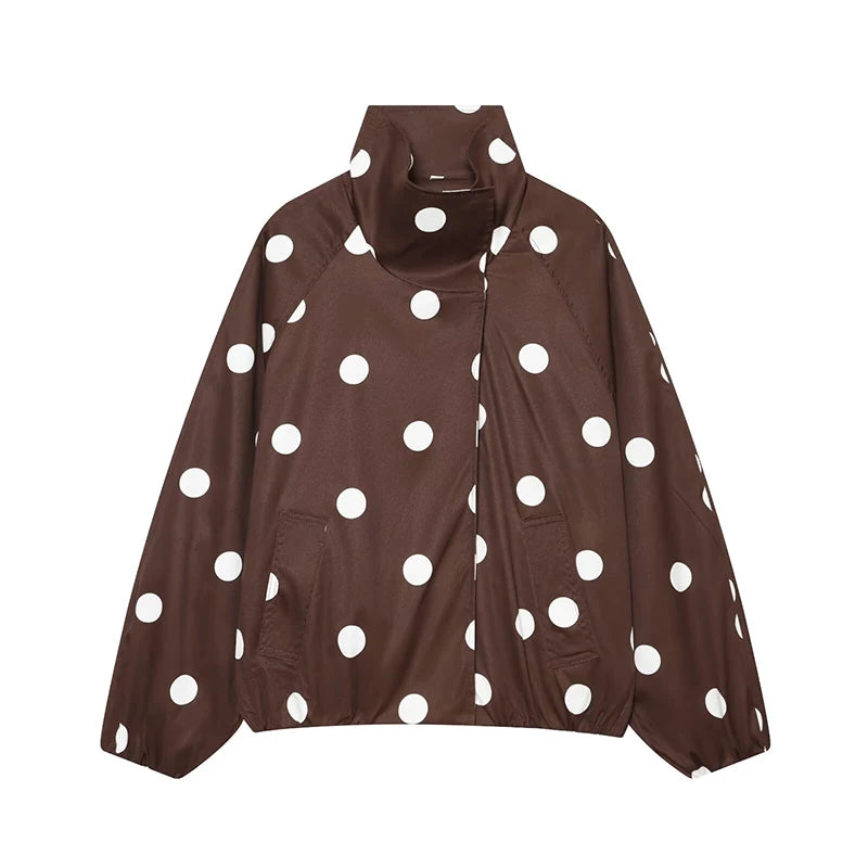 Women's Jackets Fashion Polka Dot Jacket Autumn Women Long Sleeve Loose Jackets Coats Streetwear Female Outerwear Tops