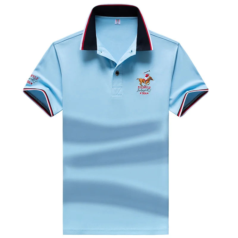 Polo Shirt Men Summer New Men's Short-Sleeved Polo Shirt Mens Embroidery Synthetic Fiber Fabric Youth Casual Business Polo Shirt