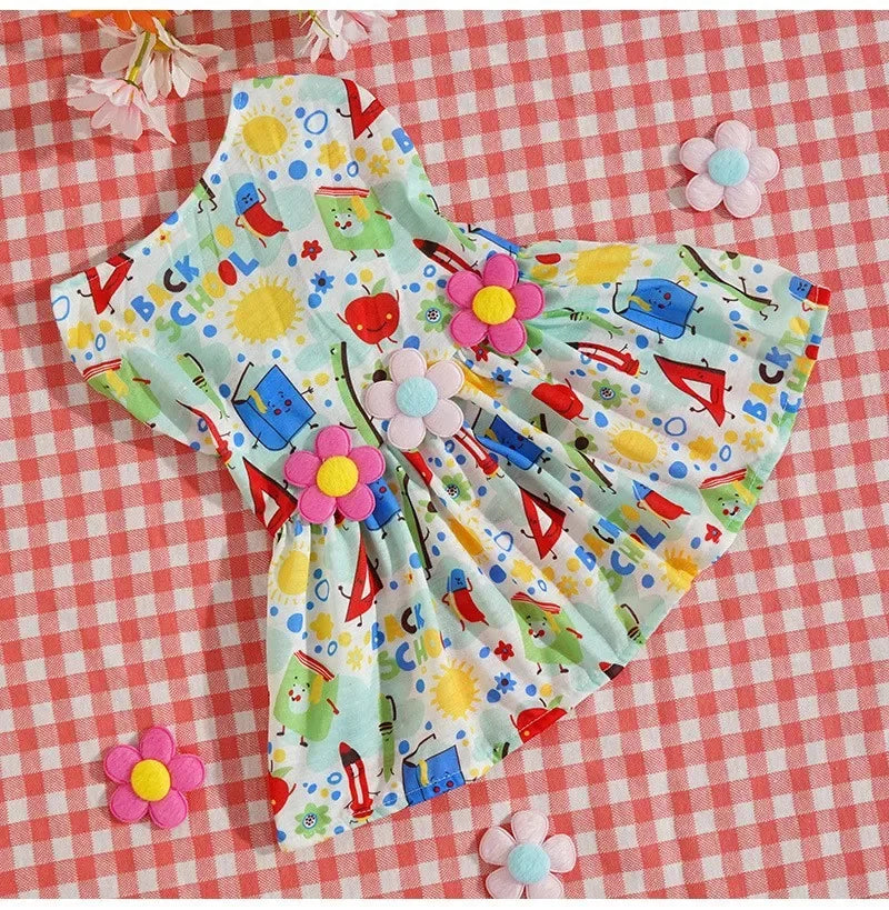 Adorable Printed Puppy Summer Dress