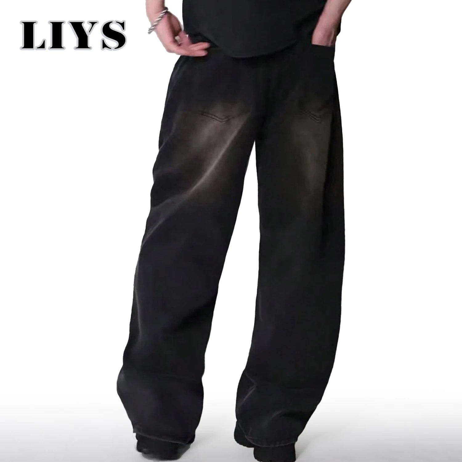 Four Season Men's Jeans Korean Version Student Casual Pants High Street Straight Loose Wide Leg Jeans Black Grey Blue Baggy Jean