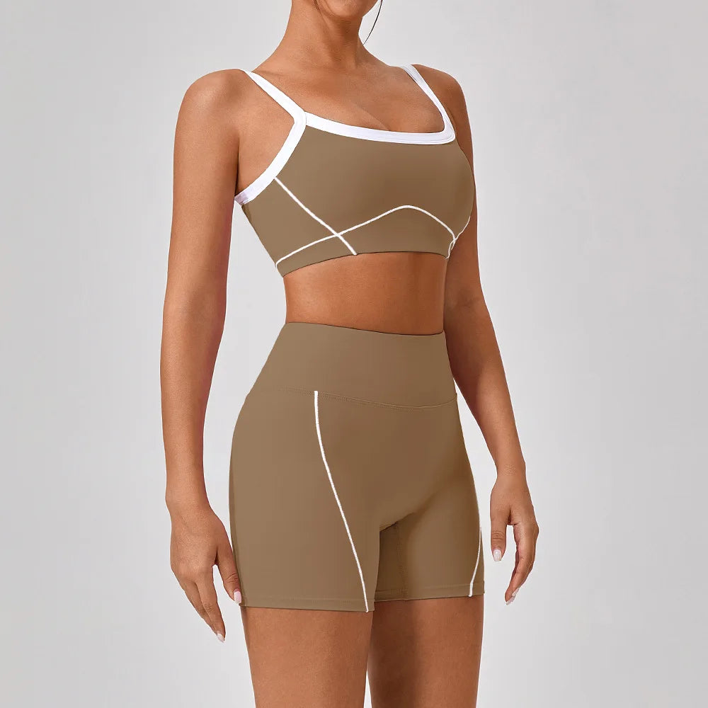Woman Yoga Sport Outfit for Fitness Two Pieces Short Pant Sets Suits Tracksuit Sportswear Woman Gym Yoga Workout Clothes