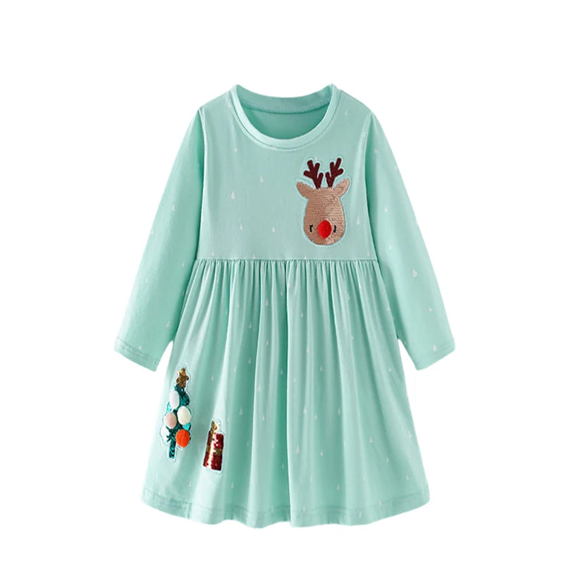 Floral Button Princess Girls Dress