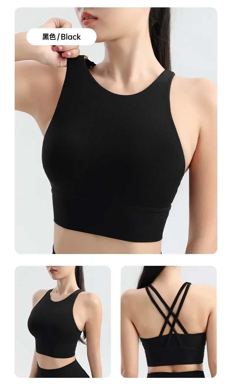 Women's Sports Bra, Shockproof and Beautiful Back Sports and Fitness Bra Shockproof and Anti Sagging Integrated Yoga Sports Vest