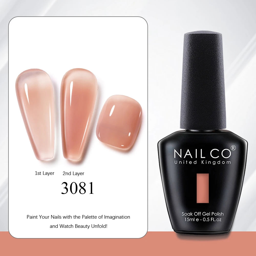 NAILCO 2025 Hot 15ML Gel Nail Polish Nails Semi-permanent UV Varnish High Quality Glass Bottle Nail Art Polish For Manicure