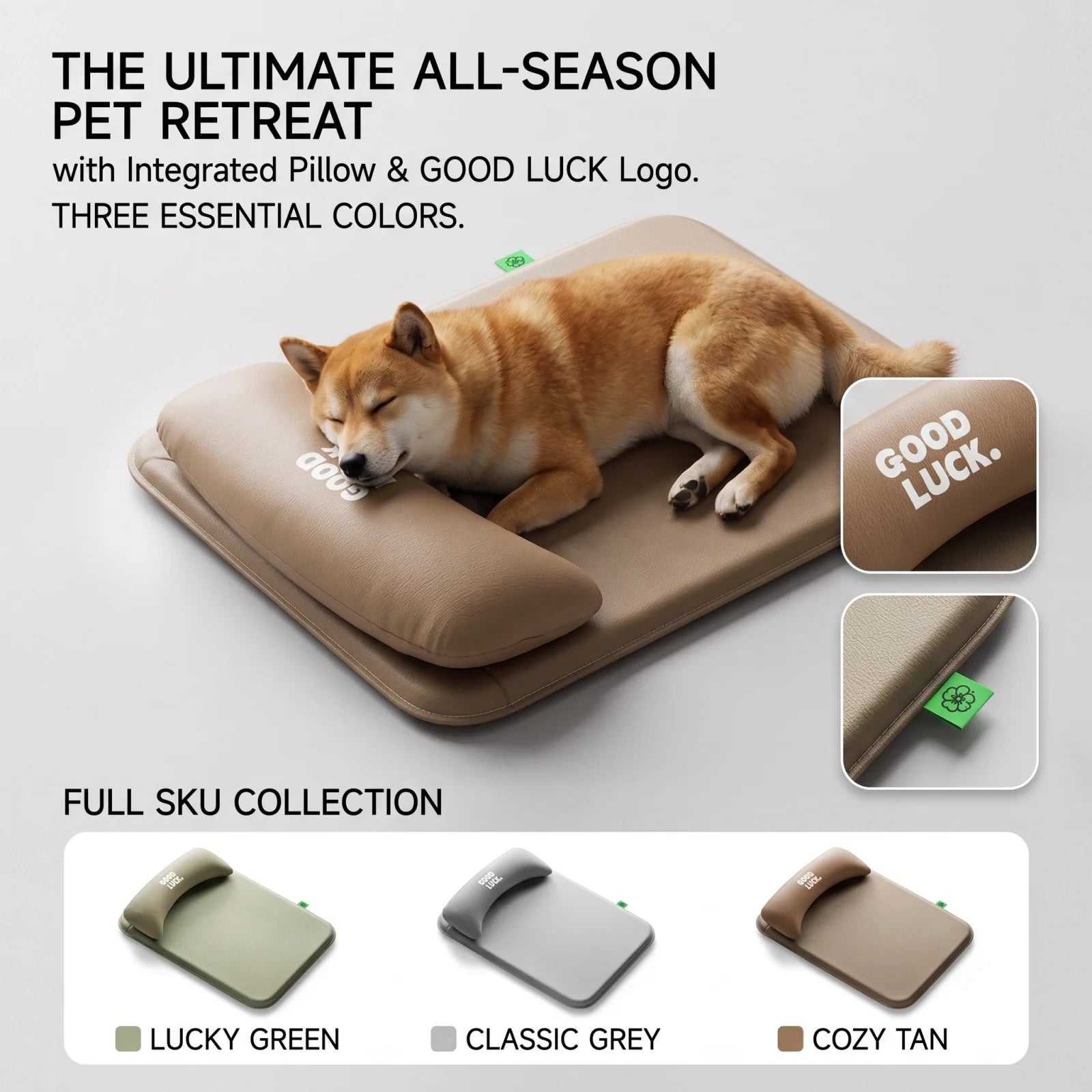 New Pet Bed with Pillow Removable and Washable Pet Mats All-Season Soft Cushion for Dogs and Cats Pet Supplies