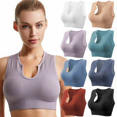 Women's Sleeveless Sports Bra Navel-Leaking with A Chest Pad  Highly Elastic Vest Sexy Stretchy Breathable Bra
