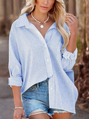 Striped Office Button Blouse
