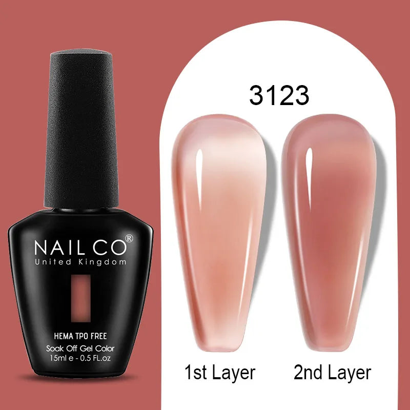 NAILCO 15ml Colorful Jelly Gel Nail Polish Gorgeous Color HEMA TPO FREE Soak Off UV LED Semi Permanent Long Wear Gel Varnish